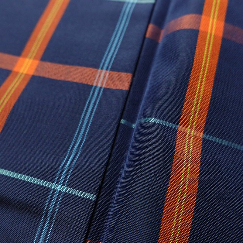 紬 美品 しつけ糸付き 未使用品 アンサンブル 正絹 チェック・格子柄 2点セット 着物 羽織 袷仕立て 身丈158.5cm 裄丈63cm リサイクル着物 着物 青・紺_画像8