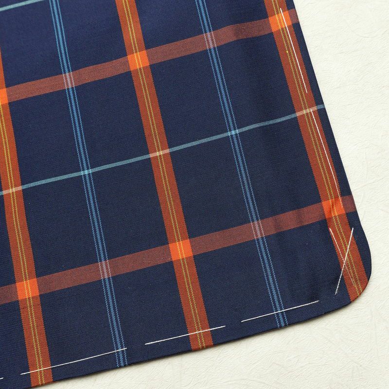 紬 美品 しつけ糸付き 未使用品 アンサンブル 正絹 チェック・格子柄 2点セット 着物 羽織 袷仕立て 身丈158.5cm 裄丈63cm リサイクル着物 着物 青・紺_画像14