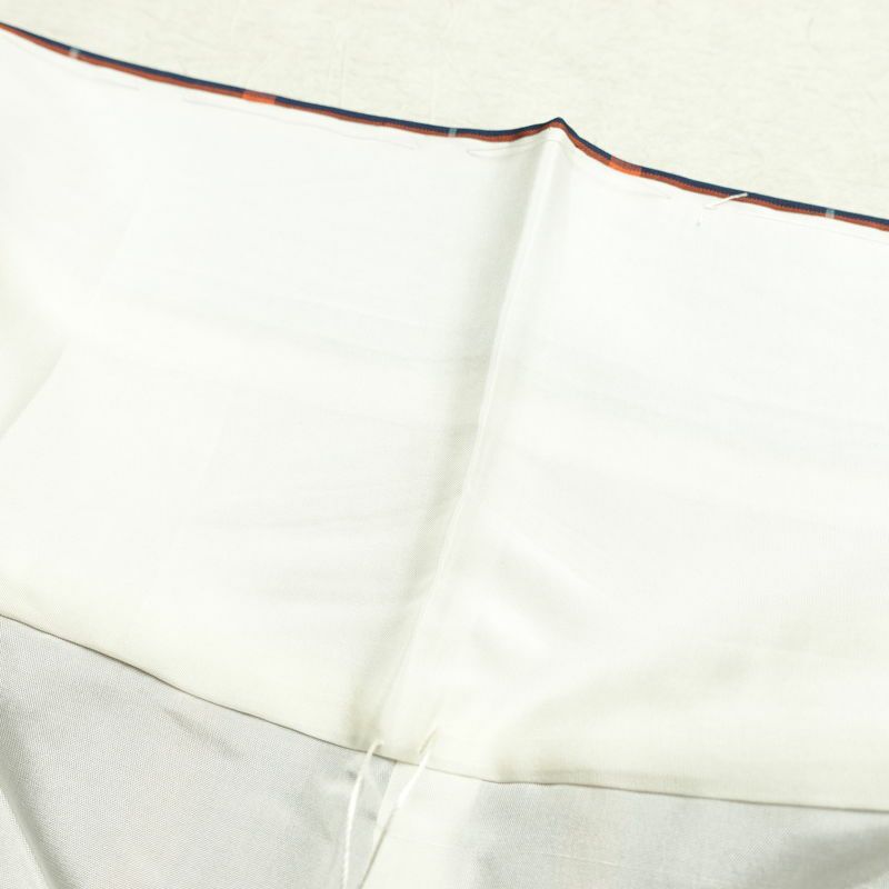 紬 美品 しつけ糸付き 未使用品 アンサンブル 正絹 チェック・格子柄 2点セット 着物 羽織 袷仕立て 身丈158.5cm 裄丈63cm リサイクル着物 着物 青・紺_画像17