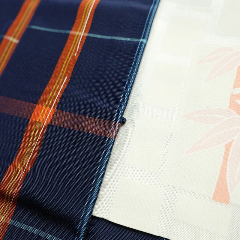 紬 美品 しつけ糸付き 未使用品 アンサンブル 正絹 チェック・格子柄 2点セット 着物 羽織 袷仕立て 身丈158.5cm 裄丈63cm リサイクル着物 着物 青・紺_画像19