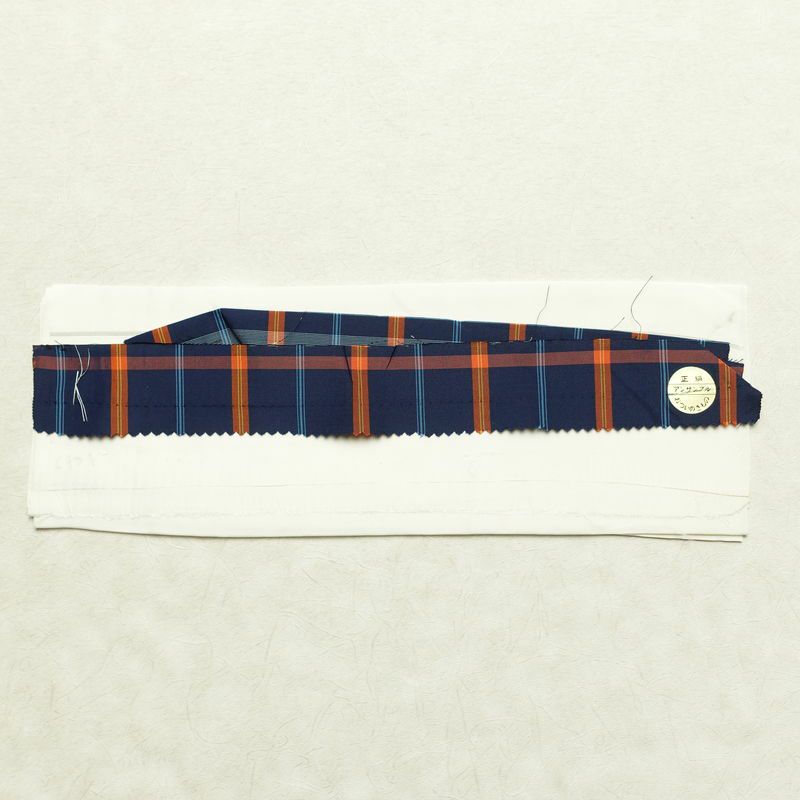 紬 美品 しつけ糸付き 未使用品 アンサンブル 正絹 チェック・格子柄 2点セット 着物 羽織 袷仕立て 身丈158.5cm 裄丈63cm リサイクル着物 着物 青・紺_画像21