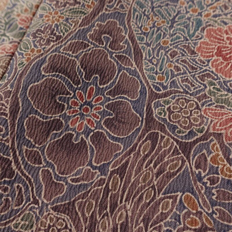 小紋 良品 しつけ糸付き 総柄 ポリエステル 幾何学柄・抽象柄 袷仕立て 身丈163.5cm 裄丈64cm リサイクル着物 着物 紫・藤色_画像7