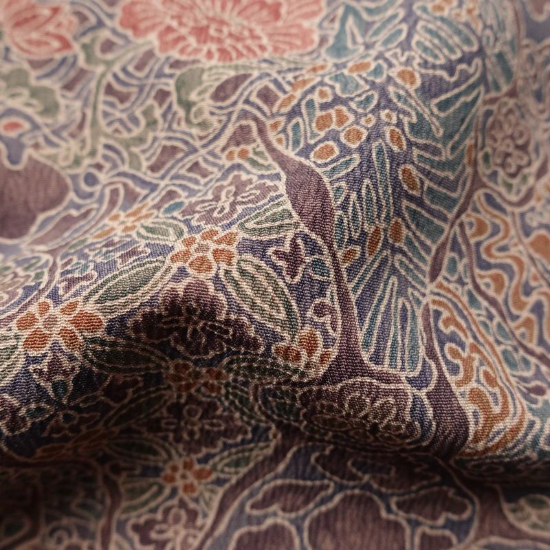 小紋 良品 しつけ糸付き 総柄 ポリエステル 幾何学柄・抽象柄 袷仕立て 身丈163.5cm 裄丈64cm リサイクル着物 着物 紫・藤色_画像21