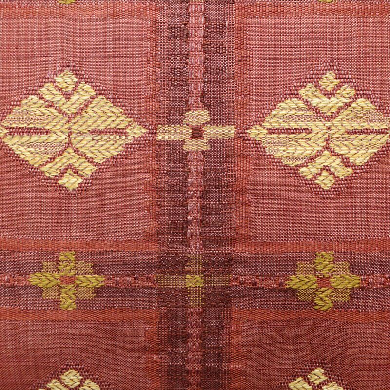 名古屋帯 六通柄 正絹 古典柄 通し仕立て なごや帯 リサイクル帯 帯 紬地 ピンク_画像2