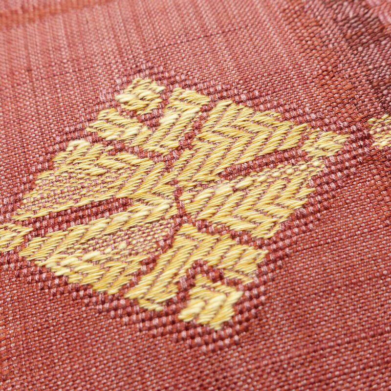 名古屋帯 六通柄 正絹 古典柄 通し仕立て なごや帯 リサイクル帯 帯 紬地 ピンク_画像5