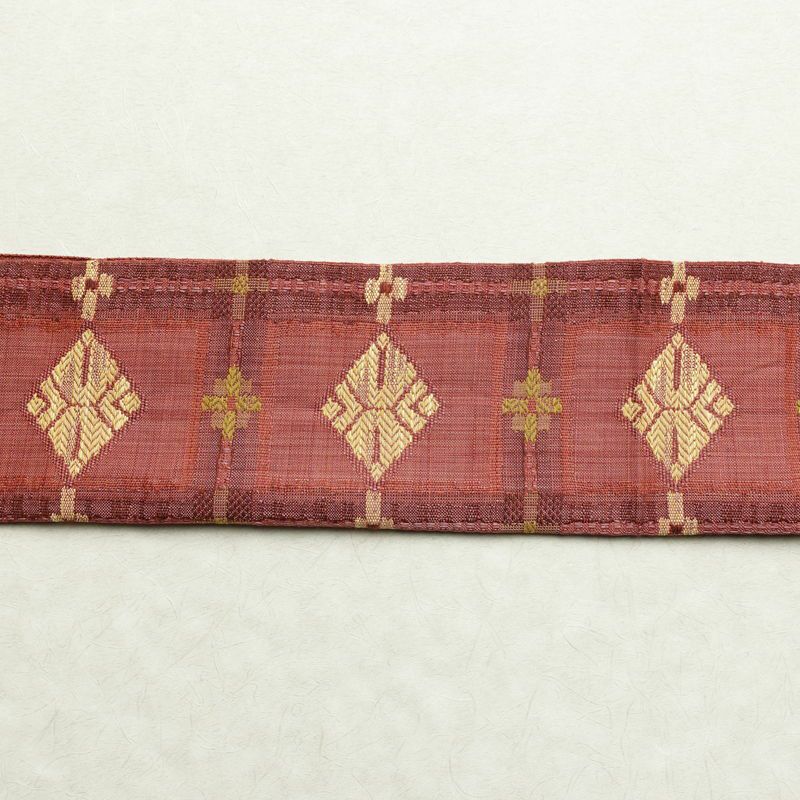 名古屋帯 六通柄 正絹 古典柄 通し仕立て なごや帯 リサイクル帯 帯 紬地 ピンク_画像14