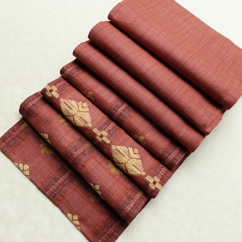 名古屋帯 六通柄 正絹 古典柄 通し仕立て なごや帯 リサイクル帯 帯 紬地 ピンク_画像18