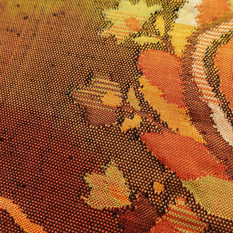 名古屋帯 太鼓柄 良品 正絹 幾何学柄・抽象柄 名古屋仕立て なごや帯 リサイクル帯 帯 紬地 赤・朱_画像6