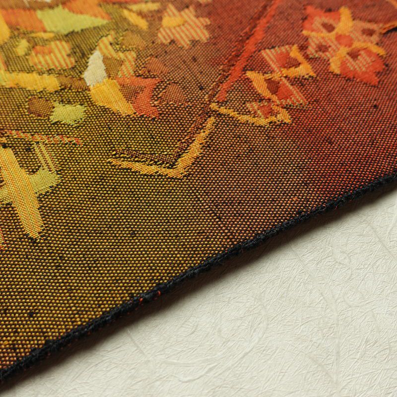 名古屋帯 太鼓柄 良品 正絹 幾何学柄・抽象柄 名古屋仕立て なごや帯 リサイクル帯 帯 紬地 赤・朱_画像12