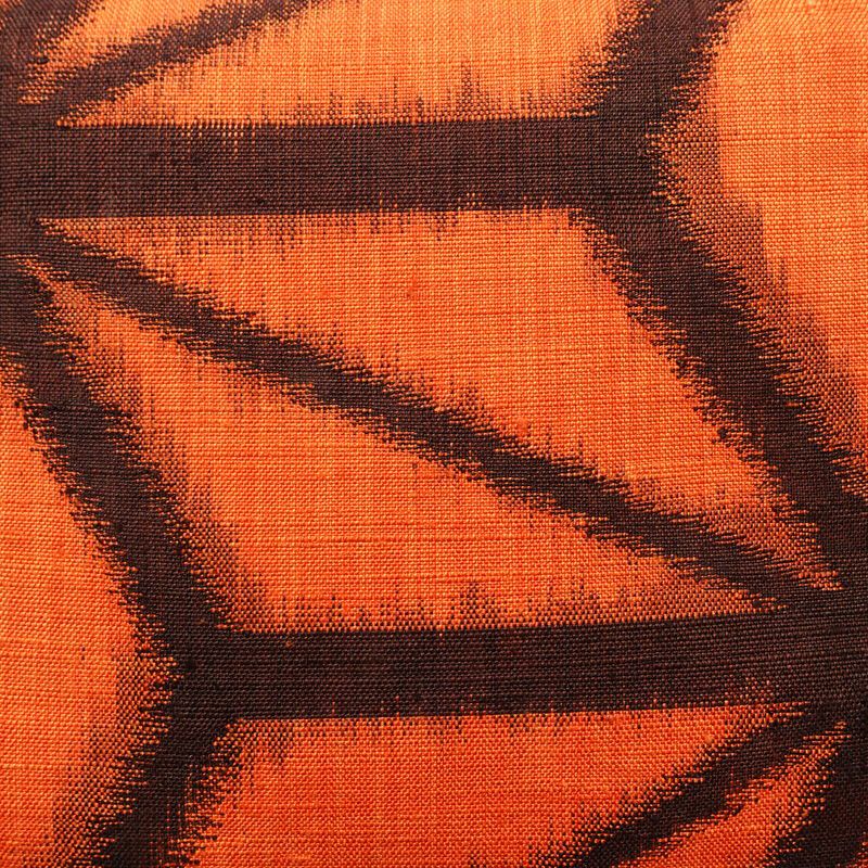 名古屋帯 太鼓柄 良品 正絹 麻の葉柄 通し仕立て なごや帯 リサイクル帯 帯 紬地 橙_画像2