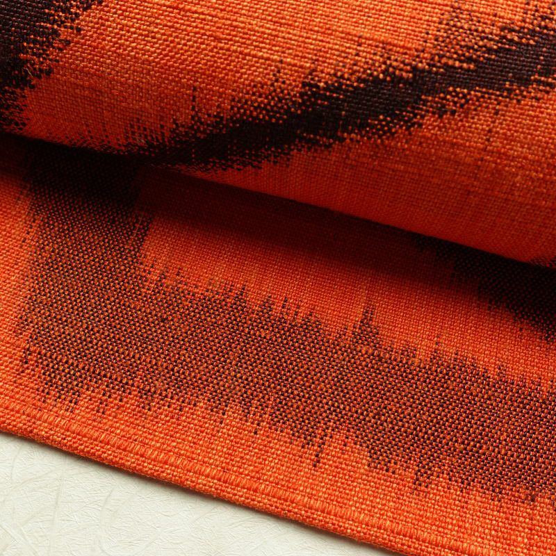 名古屋帯 太鼓柄 良品 正絹 麻の葉柄 通し仕立て なごや帯 リサイクル帯 帯 紬地 橙_画像7