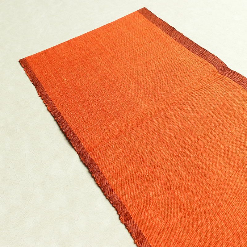 名古屋帯 太鼓柄 良品 正絹 麻の葉柄 通し仕立て なごや帯 リサイクル帯 帯 紬地 橙_画像16