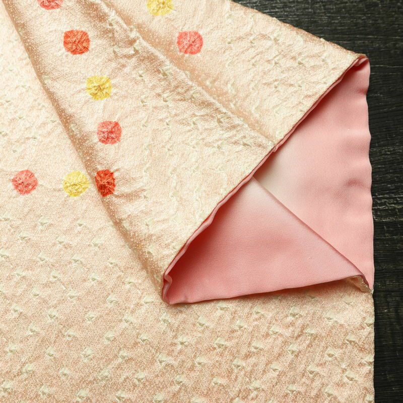 小紋 絞り 正絹 古典柄 袷仕立て 身丈160.5cm 裄丈66cm リサイクル着物 着物 ピンク_画像16