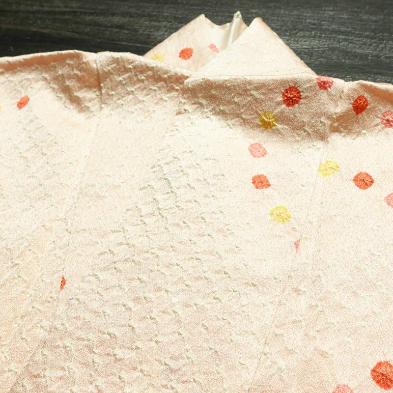 小紋 絞り 正絹 古典柄 袷仕立て 身丈160.5cm 裄丈66cm リサイクル着物 着物 ピンク_画像18