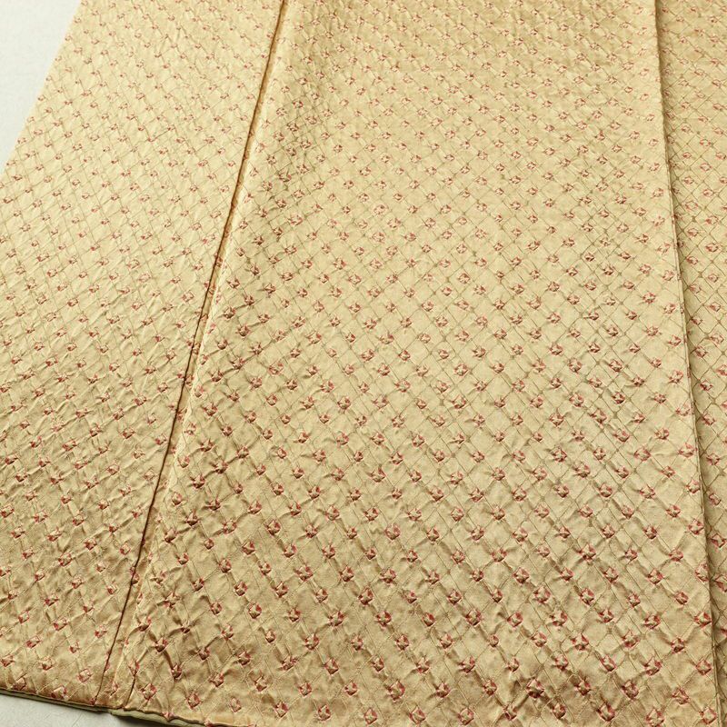 小紋 良品 絞り 正絹 古典柄 袷仕立て 身丈159cm 裄丈66.5cm リサイクル着物 着物 ベージュ_画像4