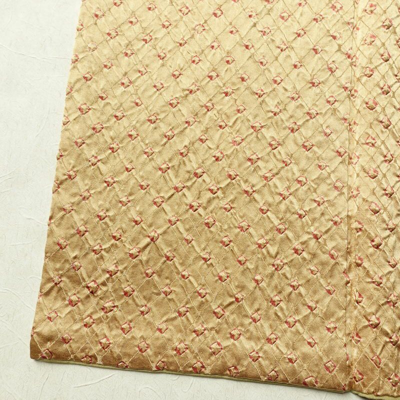 小紋 良品 絞り 正絹 古典柄 袷仕立て 身丈159cm 裄丈66.5cm リサイクル着物 着物 ベージュ_画像13