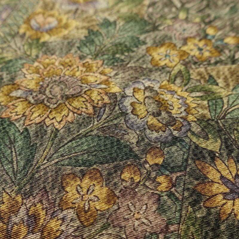 小紋 良品 縮緬 総柄 正絹 花柄 袷仕立て 身丈158cm 裄丈67cm リサイクル着物 着物 緑・うぐいす色_画像8