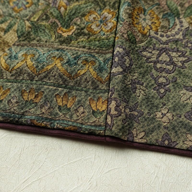 小紋 良品 縮緬 総柄 正絹 花柄 袷仕立て 身丈158cm 裄丈67cm リサイクル着物 着物 緑・うぐいす色_画像12