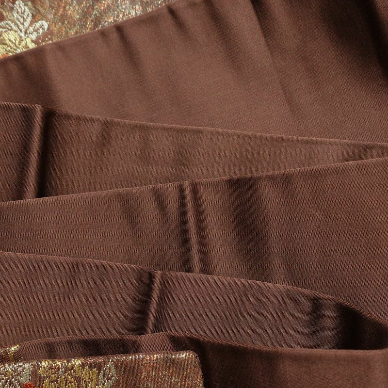 名古屋帯 六通柄 正絹 木の葉・植物柄 名古屋仕立て なごや帯 リサイクル帯 帯 箔 茶_画像18