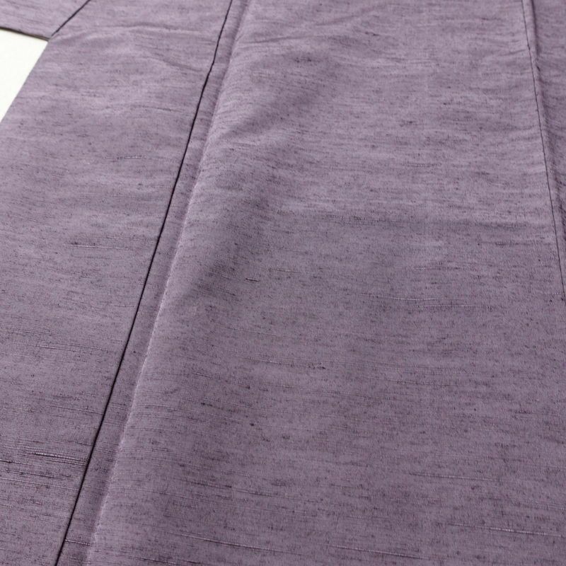 紬 正絹 無地 袷仕立て 身丈155.5cm 裄丈63.5cm リサイクル着物 一部しつけ糸付き 着物 紫・藤色_画像5