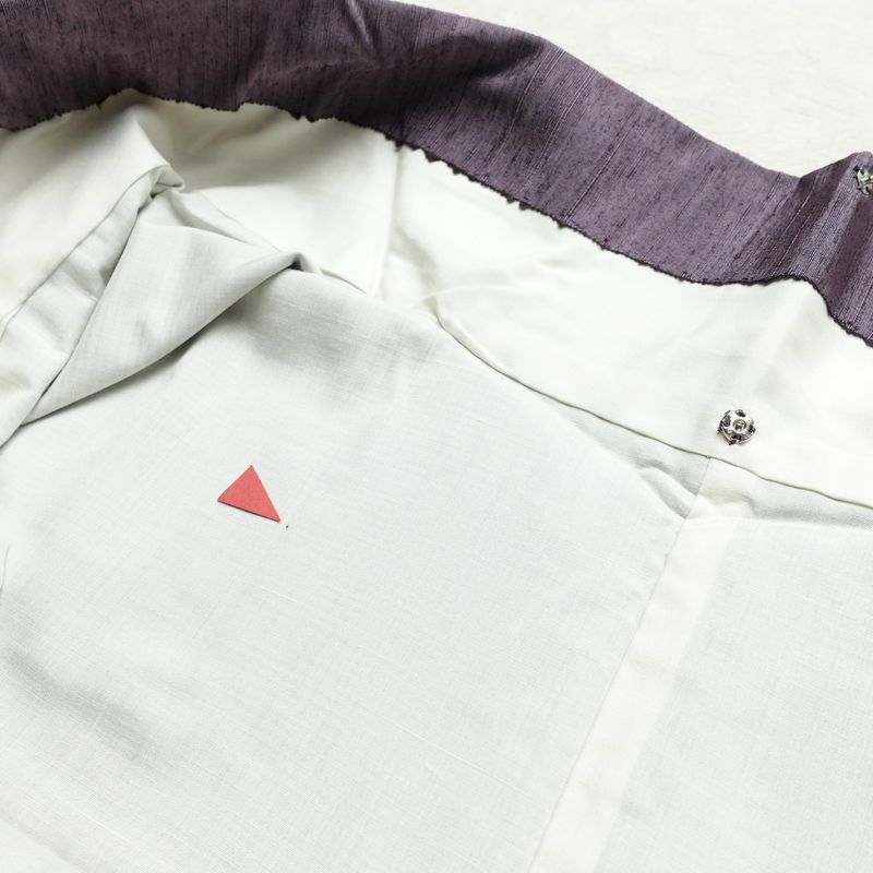 紬 正絹 無地 袷仕立て 身丈155.5cm 裄丈63.5cm リサイクル着物 一部しつけ糸付き 着物 紫・藤色_画像19