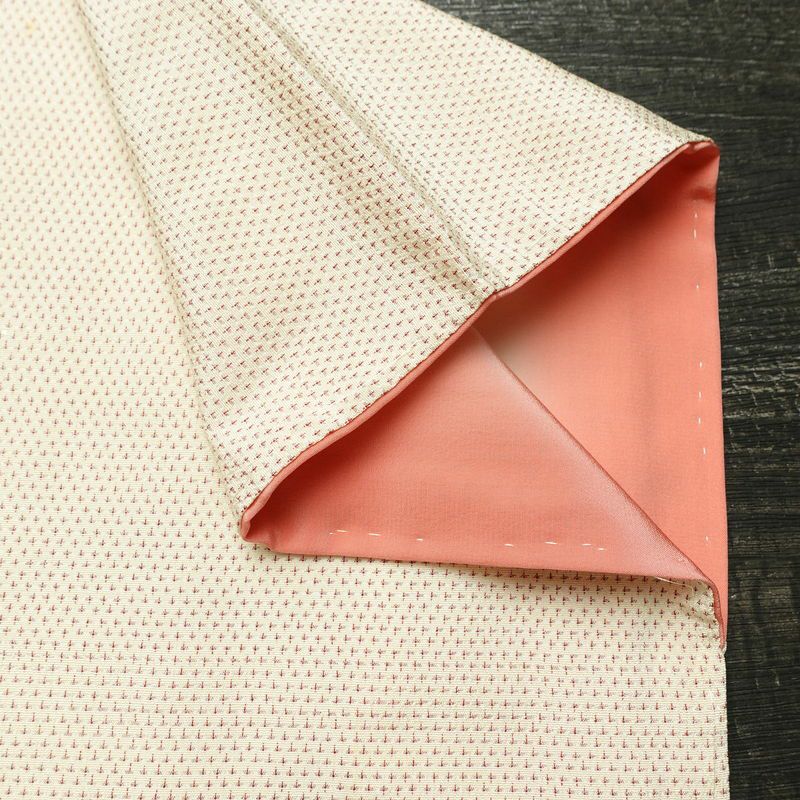 紬 しつけ糸付き 正絹 古典柄 袷仕立て 身丈158.5cm 裄丈65cm リサイクル着物 着物 クリーム_画像15