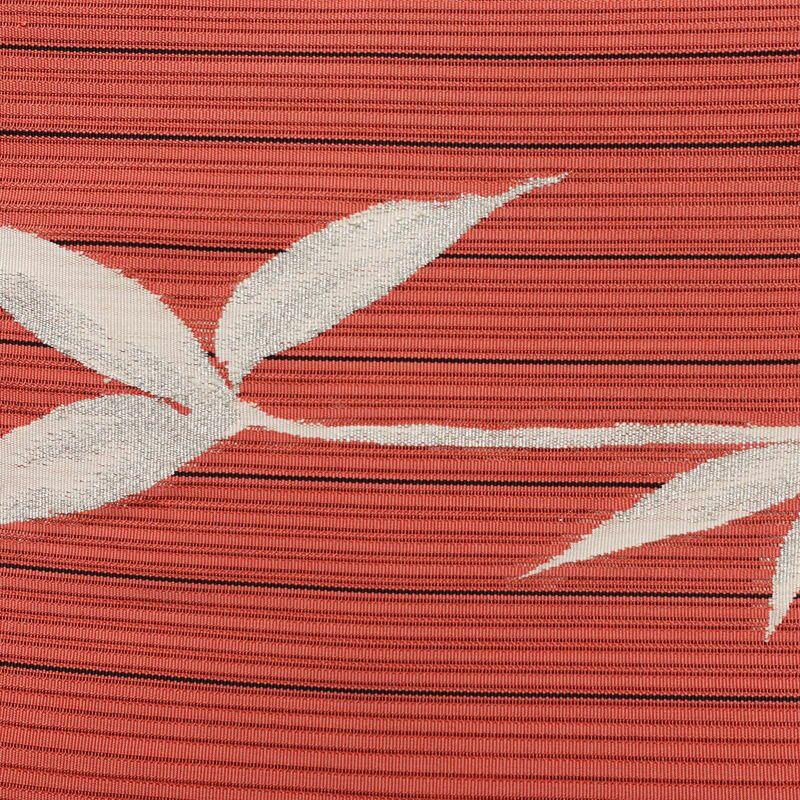 名古屋帯 太鼓柄 良品 夏用 正絹 木の葉・植物柄 名古屋仕立て 銀糸 シンプル ピンク_画像2