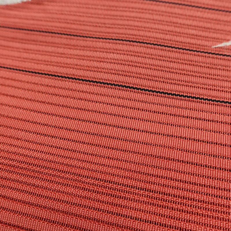 名古屋帯 太鼓柄 良品 夏用 正絹 木の葉・植物柄 名古屋仕立て 銀糸 シンプル ピンク_画像6