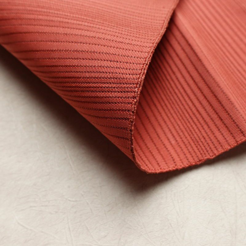 名古屋帯 太鼓柄 良品 夏用 正絹 木の葉・植物柄 名古屋仕立て 銀糸 シンプル ピンク_画像10