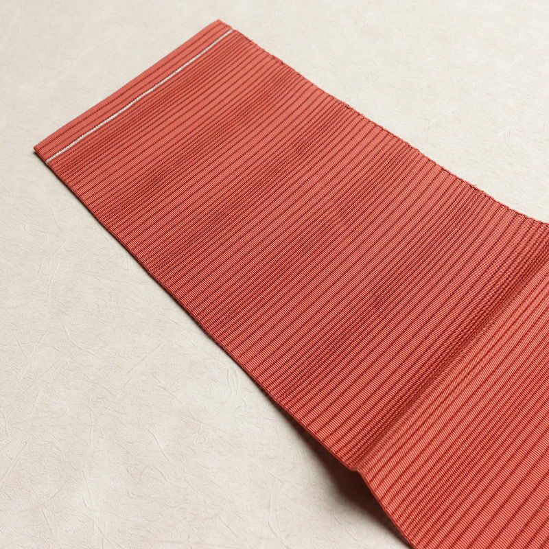 名古屋帯 太鼓柄 良品 夏用 正絹 木の葉・植物柄 名古屋仕立て 銀糸 シンプル ピンク_画像15