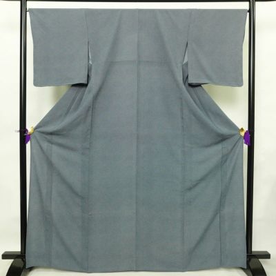 小紋 薄緑 木目柄 単衣 身丈162.5cm 裄丈68cm
