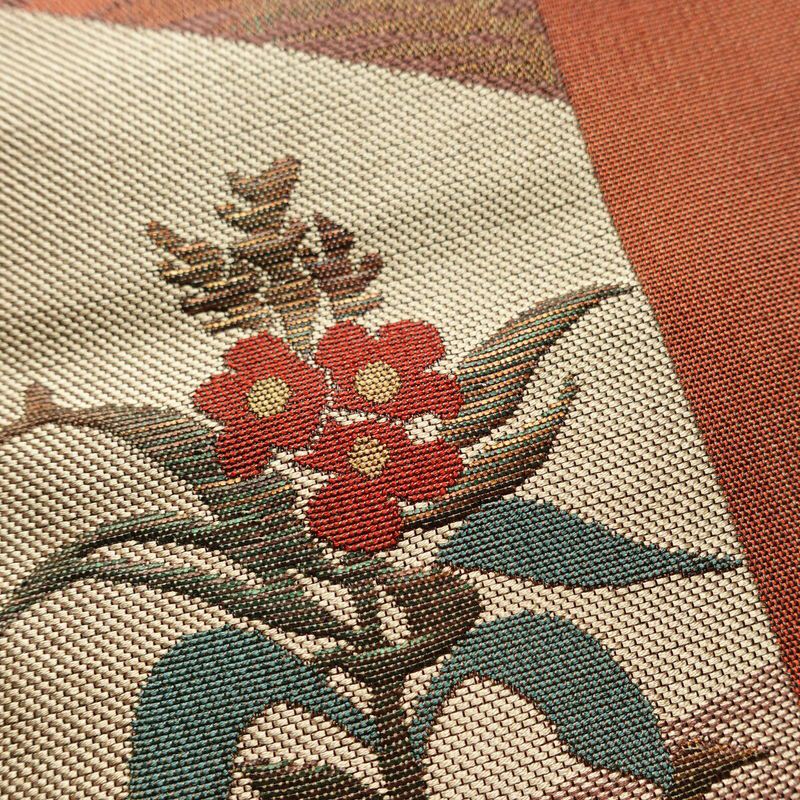 名古屋帯 六通柄 正絹 花柄 松葉仕立て なごや帯 リサイクル帯 帯 多色使い_画像7