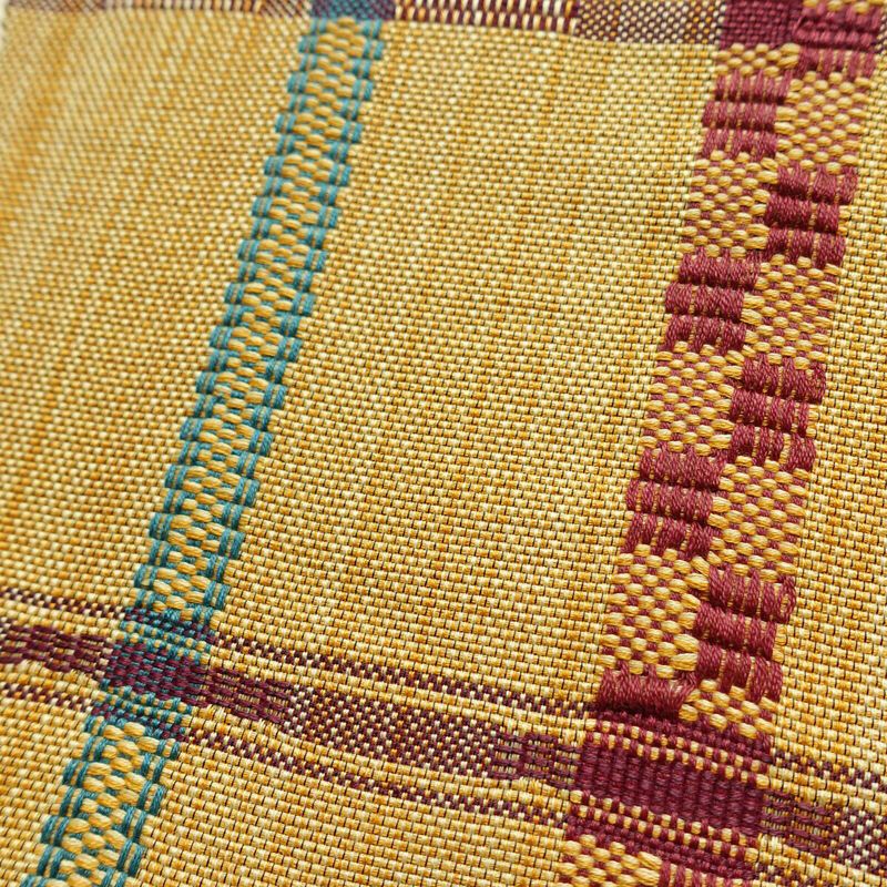 名古屋帯 全通柄 良品 正絹 チェック・格子柄 松葉仕立て なごや帯 リサイクル帯 帯 カジュアル 黄・黄土色_画像6