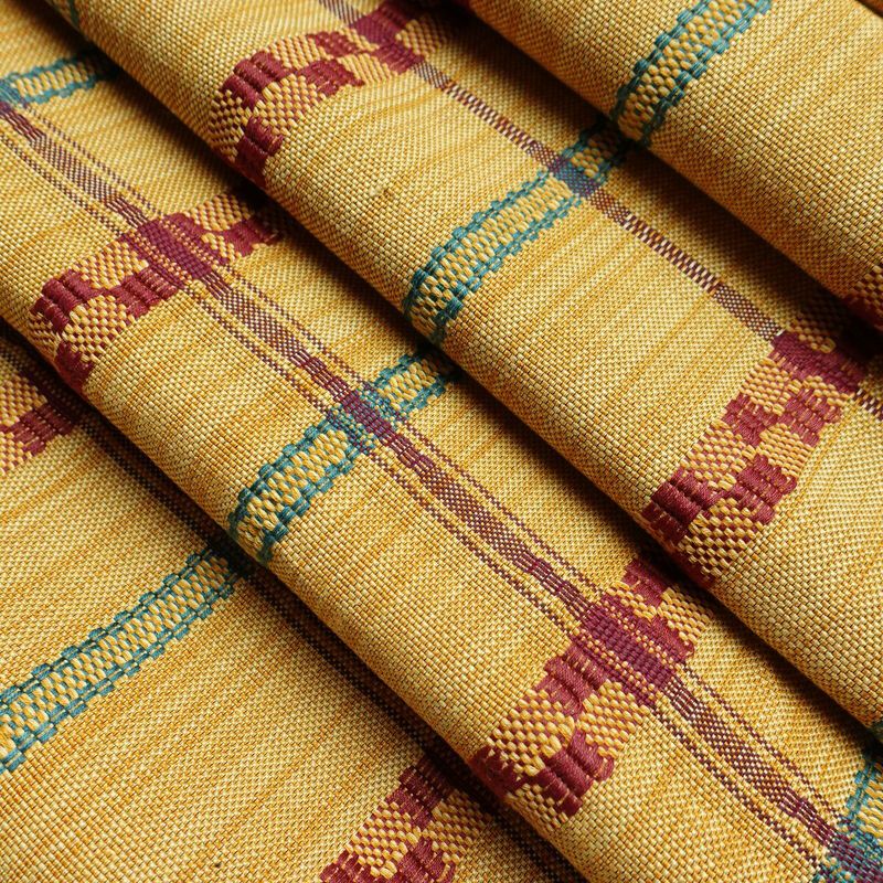 名古屋帯 全通柄 良品 正絹 チェック・格子柄 松葉仕立て なごや帯 リサイクル帯 帯 カジュアル 黄・黄土色_画像18