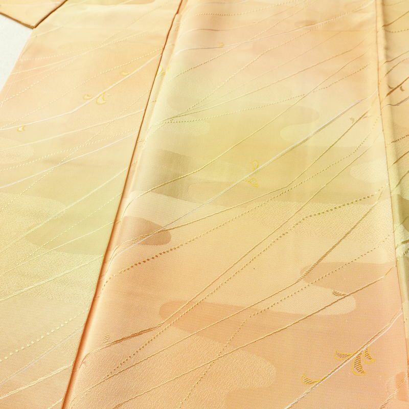 小紋 しつけ糸付き 正絹 古典柄 袷仕立て 身丈160.5cm 裄丈64cm リサイクル着物 着物 シンプル 橙_画像5