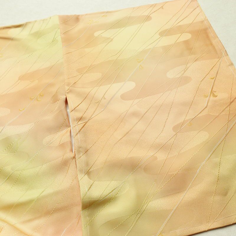 小紋 しつけ糸付き 正絹 古典柄 袷仕立て 身丈160.5cm 裄丈64cm リサイクル着物 着物 シンプル 橙_画像14