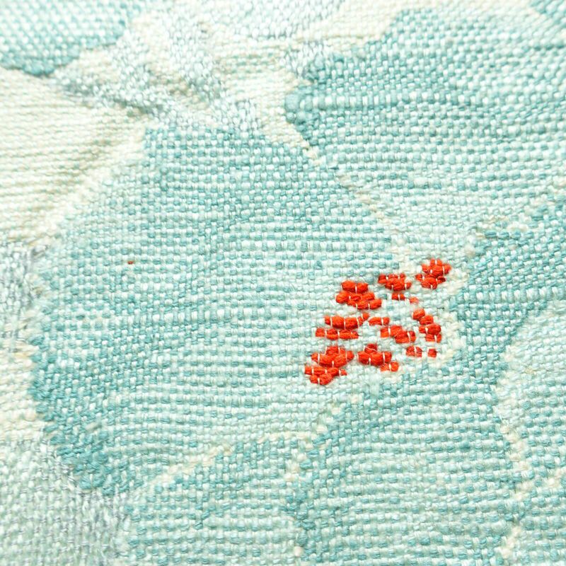 名古屋帯 六通柄 正絹 花柄 松葉仕立て なごや帯 リサイクル帯 帯 紬地 青・紺_画像4