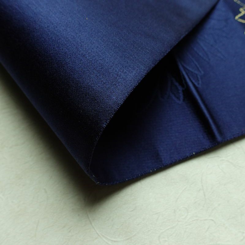 名古屋帯 六通柄 良品 ふくれ織 正絹 花柄 名古屋仕立て なごや帯 リサイクル帯 帯 青・紺_画像10