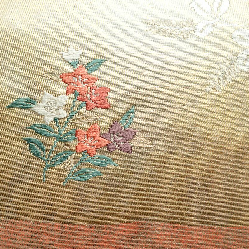 名古屋帯 太鼓柄 良品 正絹 古典柄 名古屋仕立て なごや帯 リサイクル帯 帯 引箔 扇子 ピンク_画像4