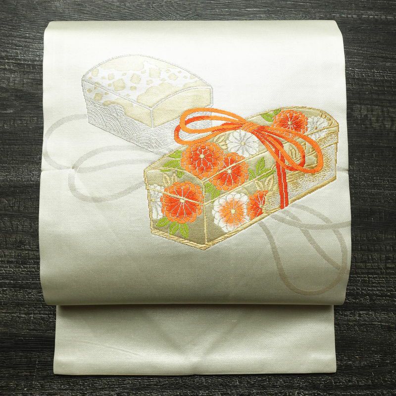 名古屋帯 太鼓柄 良品 正絹 古典柄 名古屋仕立て なごや帯 リサイクル帯 帯 金・銀_画像1