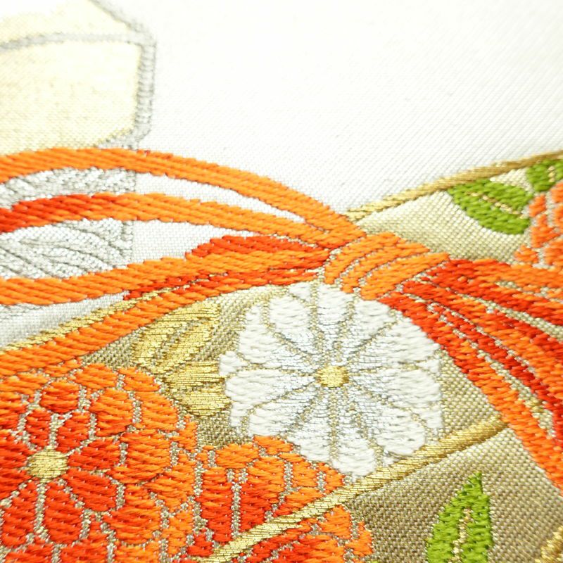 名古屋帯 太鼓柄 良品 正絹 古典柄 名古屋仕立て なごや帯 リサイクル帯 帯 金・銀_画像4