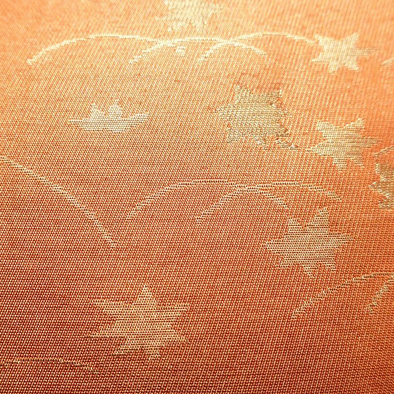 名古屋帯 六通柄 良品 正絹 花柄 名古屋仕立て なごや帯 ポケット付き リサイクル帯 帯 箔 橙_画像4