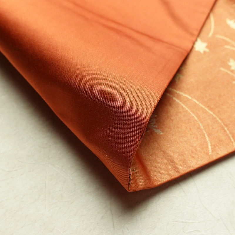 名古屋帯 六通柄 良品 正絹 花柄 名古屋仕立て なごや帯 ポケット付き リサイクル帯 帯 箔 橙_画像10