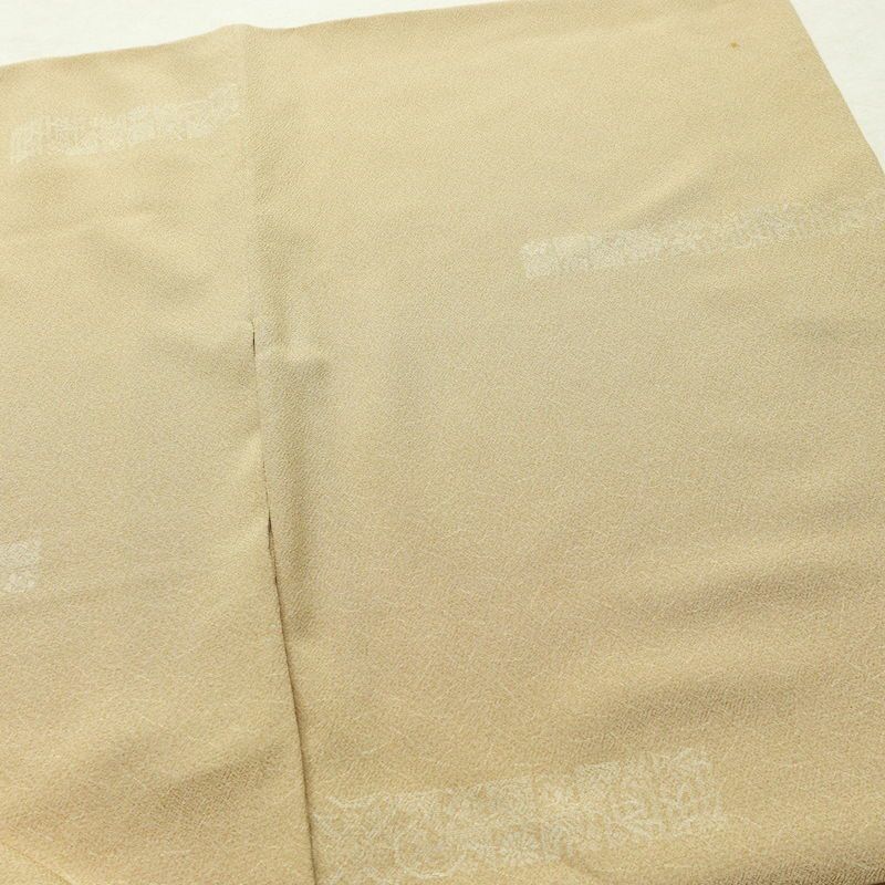 小紋 縮緬 飛び柄 混紡 幾何学柄・抽象柄 袷仕立て 身丈165cm 裄丈63cm リサイクル着物 着物 ベージュ_画像14