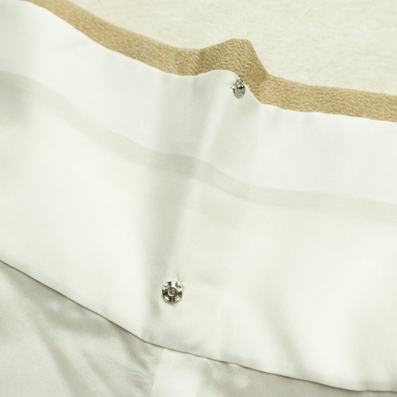 小紋 縮緬 飛び柄 混紡 幾何学柄・抽象柄 袷仕立て 身丈165cm 裄丈63cm リサイクル着物 着物 ベージュ_画像20