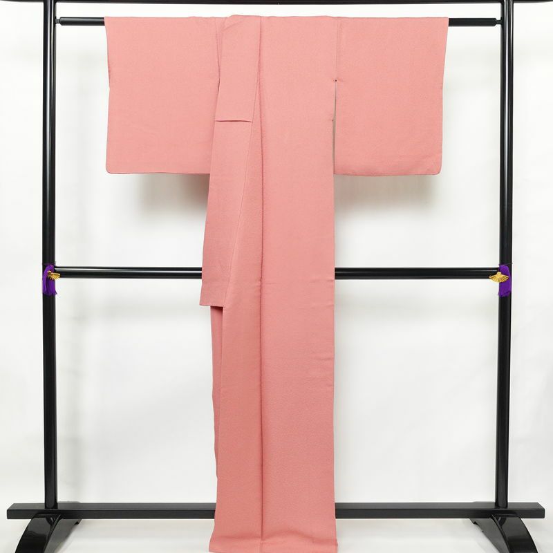 色無地 正絹 袷仕立て 身丈162.5cm 裄丈64.5cm リサイクル着物 着物 お茶会 フォーマル ピンク_画像2