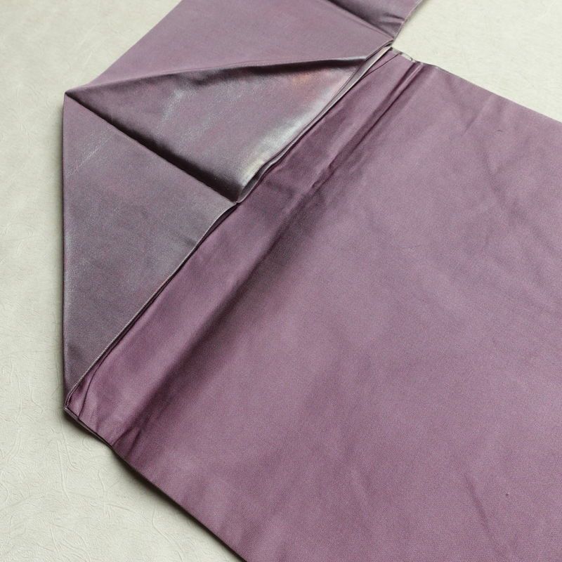 名古屋帯 六通柄 正絹 その他の柄 名古屋仕立て なごや帯 リサイクル帯 帯 刺繍 シンプル おしゃれ 茄子 ポケット付き 紫・藤色_画像18