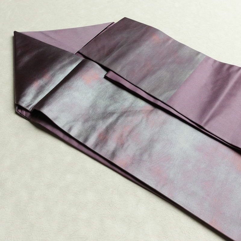 名古屋帯 六通柄 正絹 その他の柄 名古屋仕立て なごや帯 リサイクル帯 帯 刺繍 シンプル おしゃれ 茄子 ポケット付き 紫・藤色_画像20