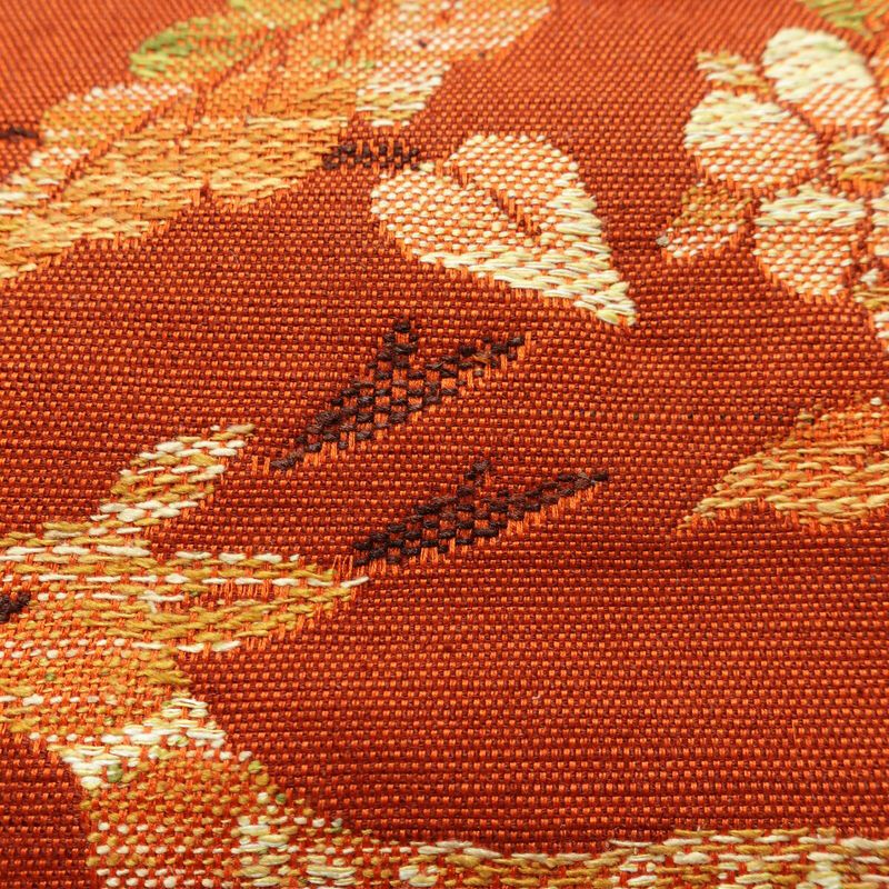 名古屋帯 六通柄 良品 正絹 人物・動物柄 松葉仕立て なごや帯 リサイクル帯 帯 紬地 橙_画像4