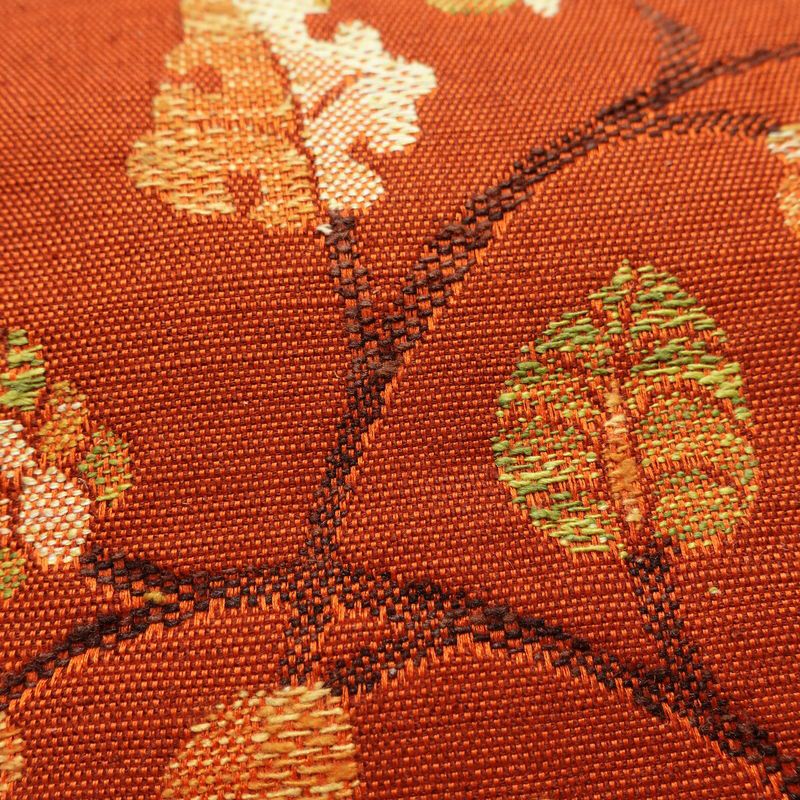 名古屋帯 六通柄 良品 正絹 人物・動物柄 松葉仕立て なごや帯 リサイクル帯 帯 紬地 橙_画像6